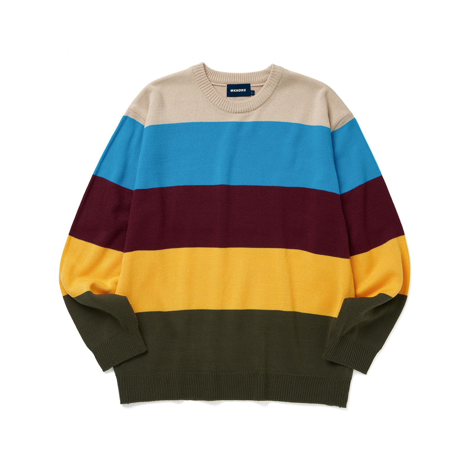 COLOR PANELLED KNIT SWEATER (MUSTARD)